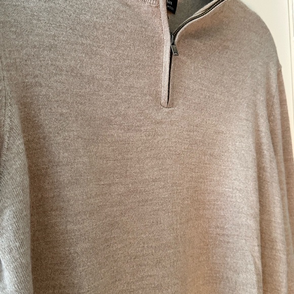 Christian Lacroix 100% Merino Wool Quarter Zip Sweater – Taupe – Men’s M - Picture 2 of 5